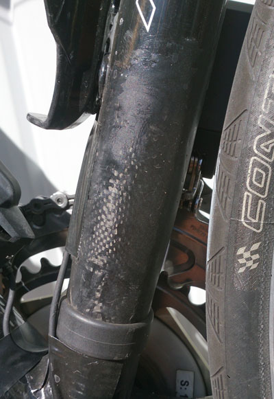 Carbon fiber repair to seat tube